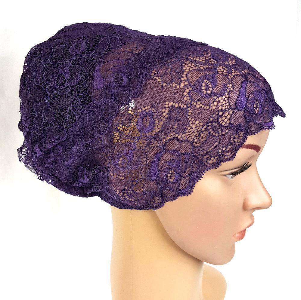 Full Lace Muslim Inner Hijab Caps Flower-Back Islamic Underscarf Hats - Arabian Shopping Zone