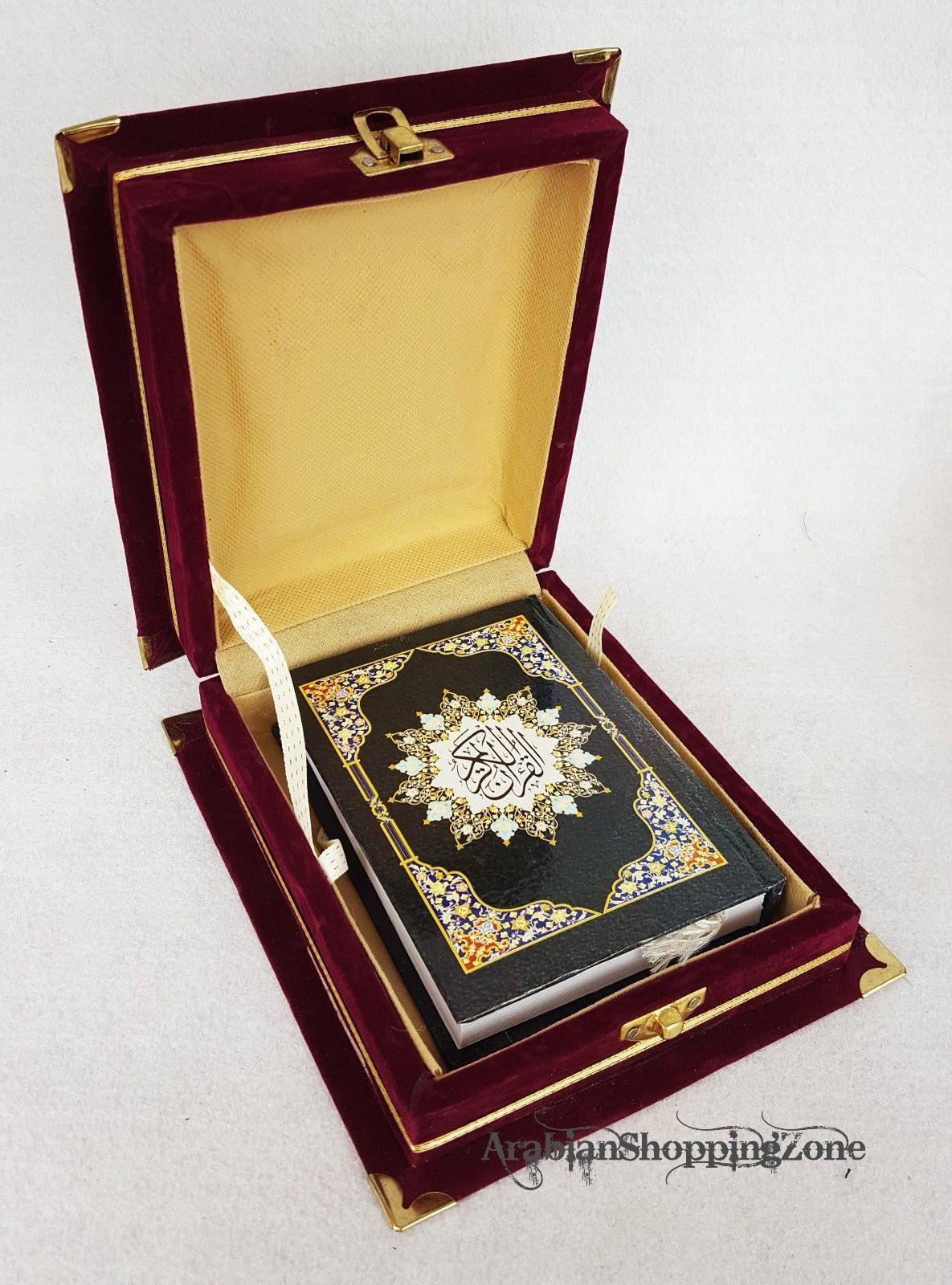 Holy Quran Koran Size 14x10cm (5.7*4")  Arabic With Velvet Box - Arabian Shopping Zone