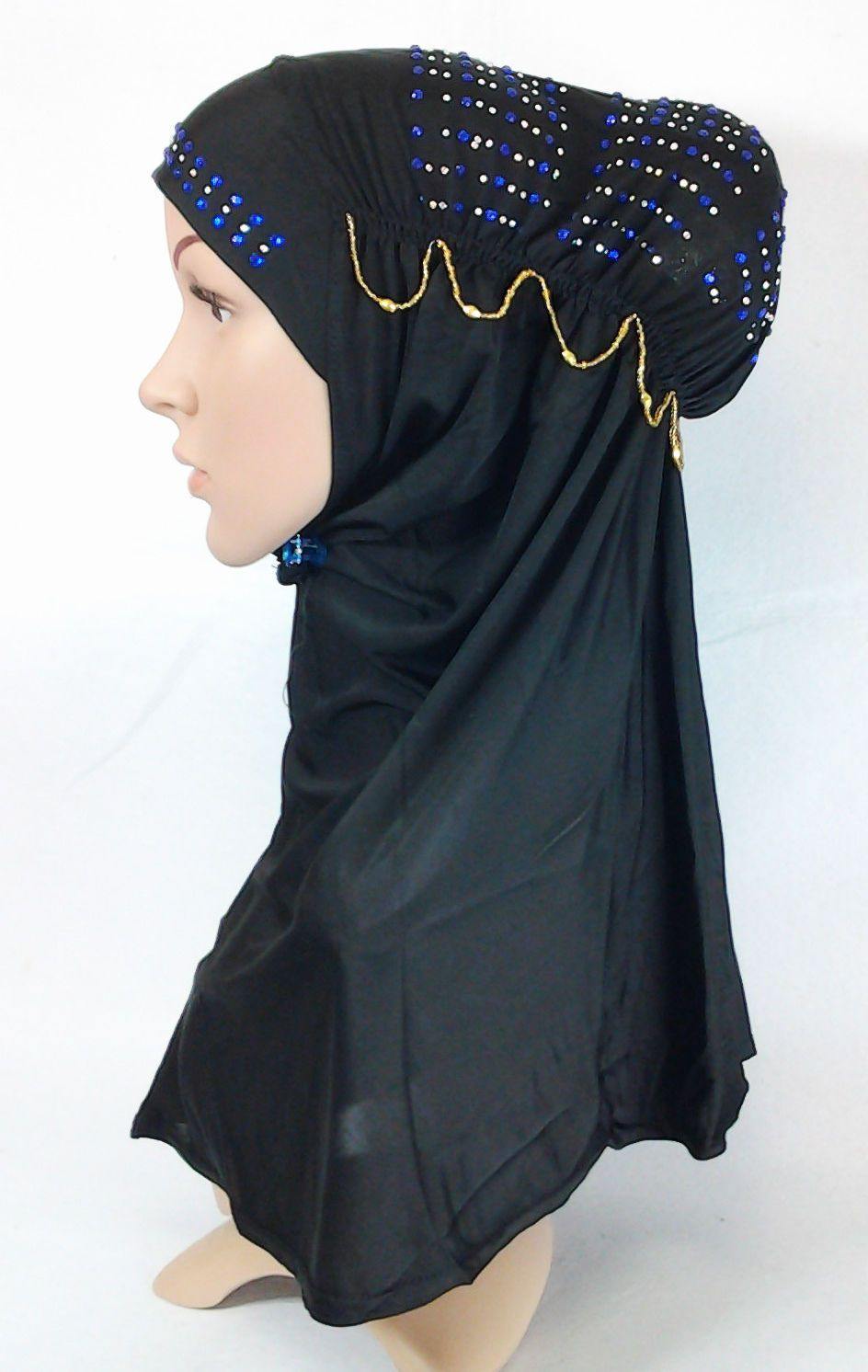 Viscose Ice Silk RhineStone Hijab Muslim Scraf Islamic Amira ASZ089B - Arabian Shopping Zone