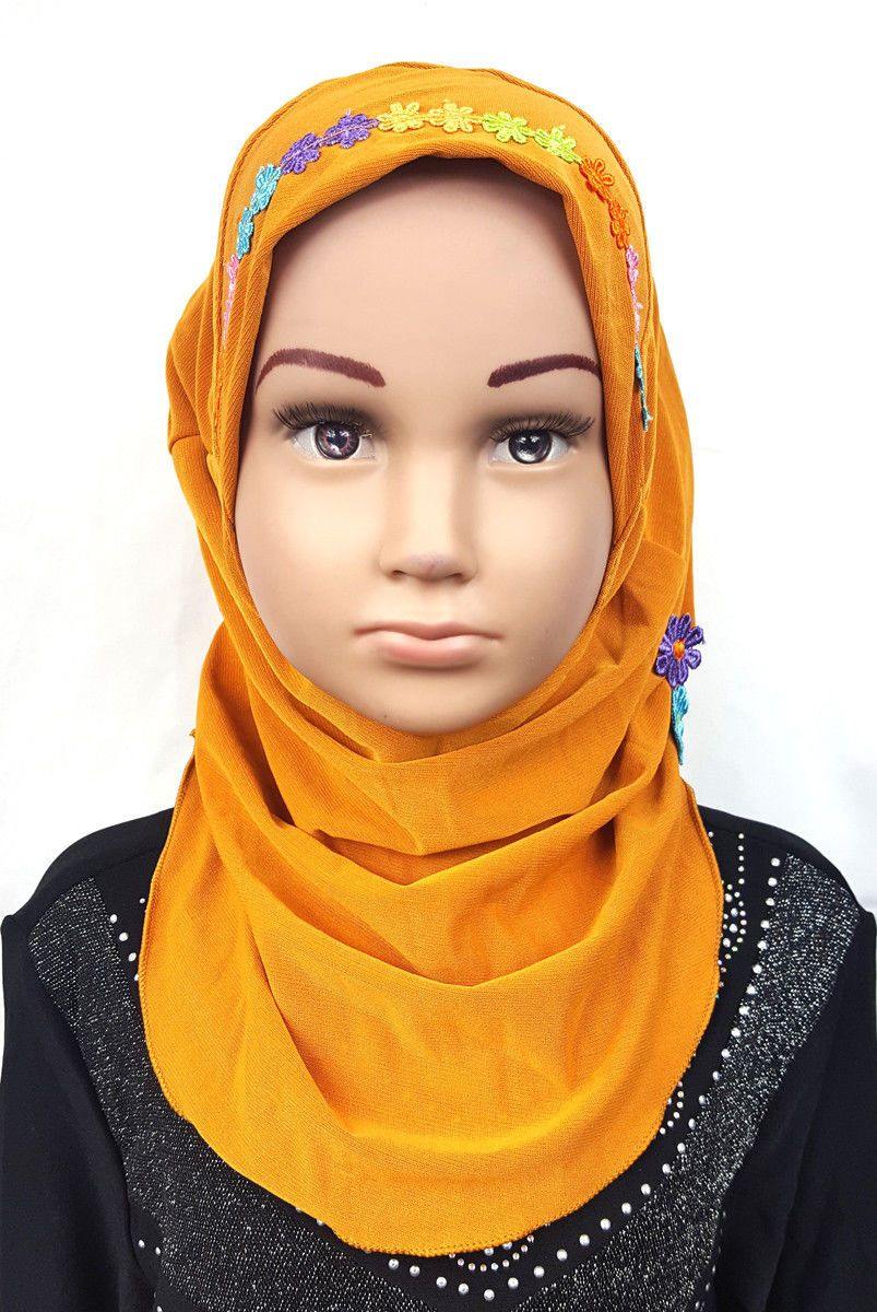 Crystal Hemp Toddler Kids Children Hijab Islamic Scarf Shawls -9397 - Arabian Shopping Zone