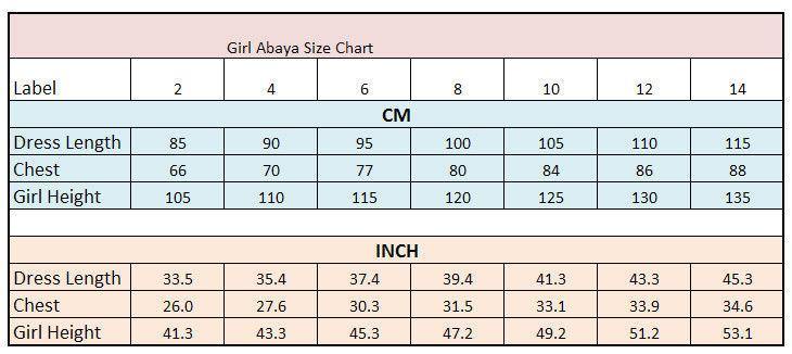 Children Girls Muslim Dress Kids Long Sleeve Abaya Islamic 4-14T - Arabian Shopping Zone