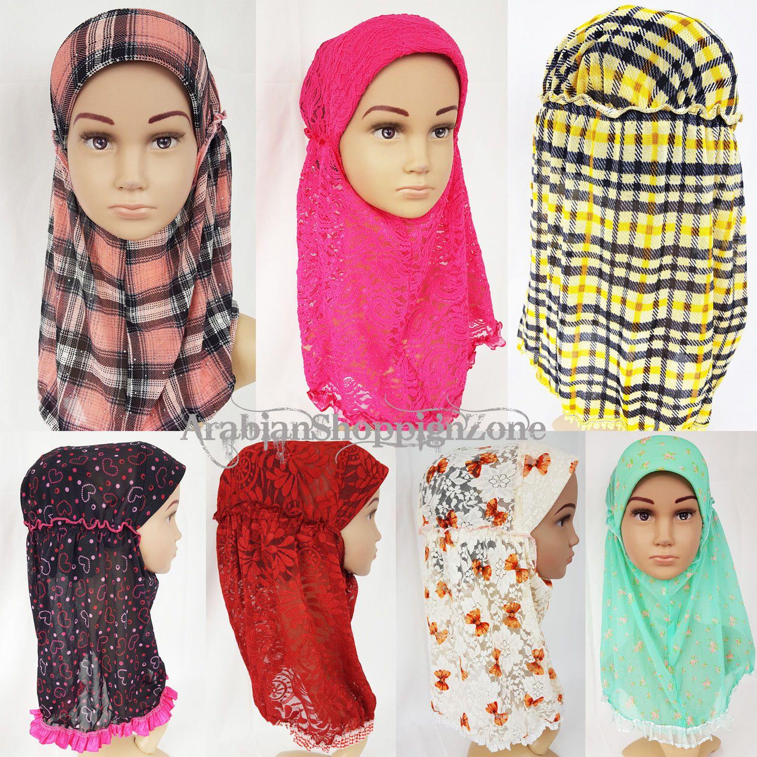 NEW Lace/NetYarn Toddler Kids Children Hijab Islamic Scarf Shawls 2-8T - Arabian Shopping Zone