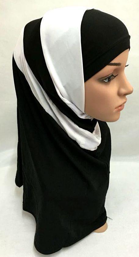 New Crystal Linen Amira Muslim Hijab 2-color-Pattern Scarf Islamic Headwear - Arabian Shopping Zone