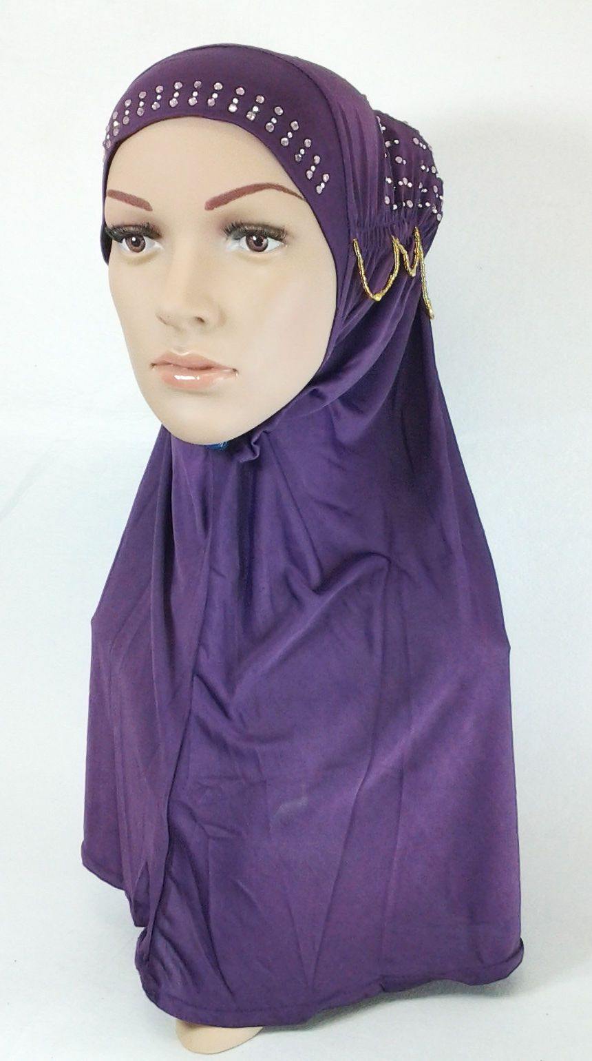 Viscose Ice Silk RhineStone Hijab Muslim Scraf Islamic Amira ASZ089B - Arabian Shopping Zone