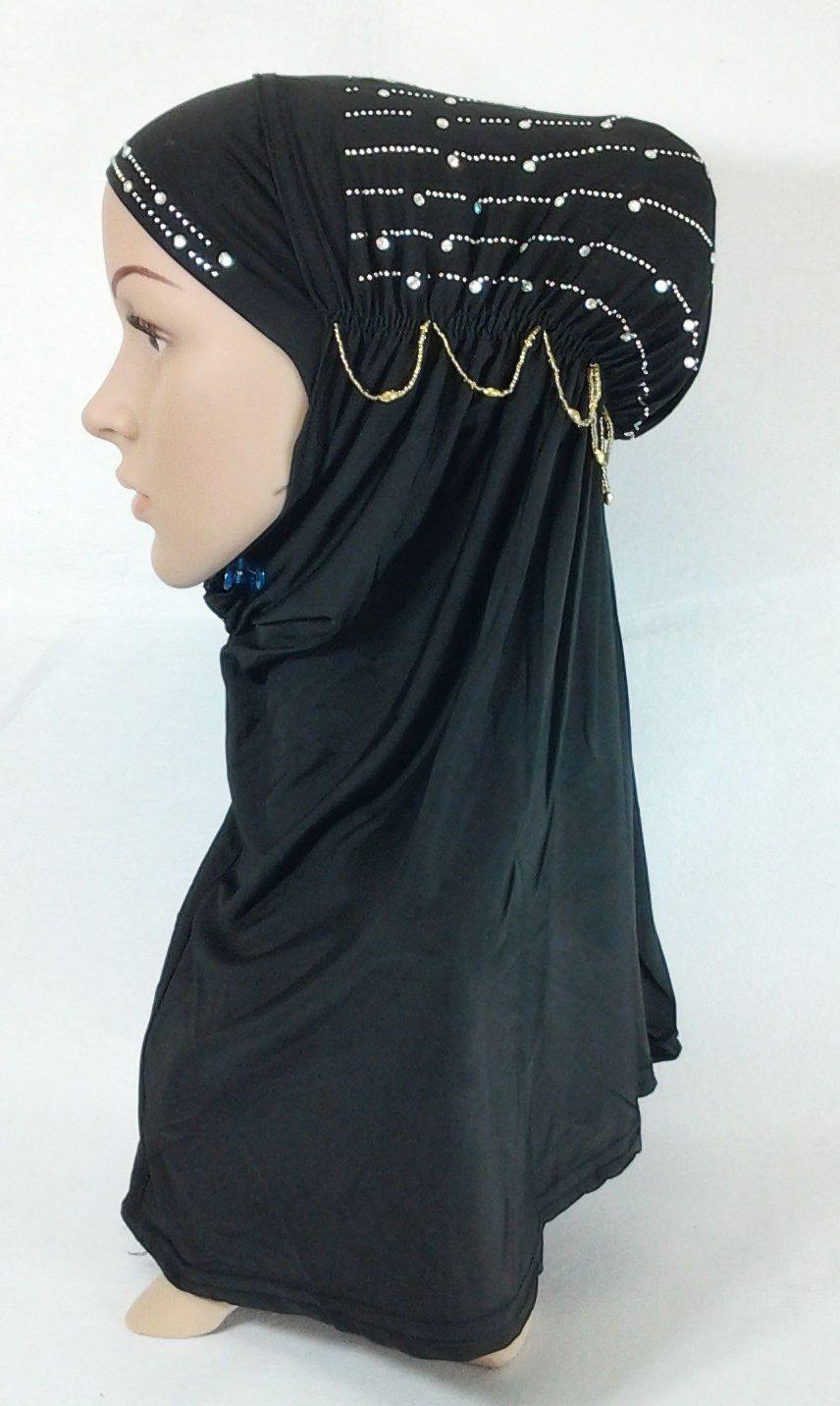 Polyester Ice Silk RhineStone Hijab Muslim Scraf Islamic Amira ASZ089A - Arabian Shopping Zone