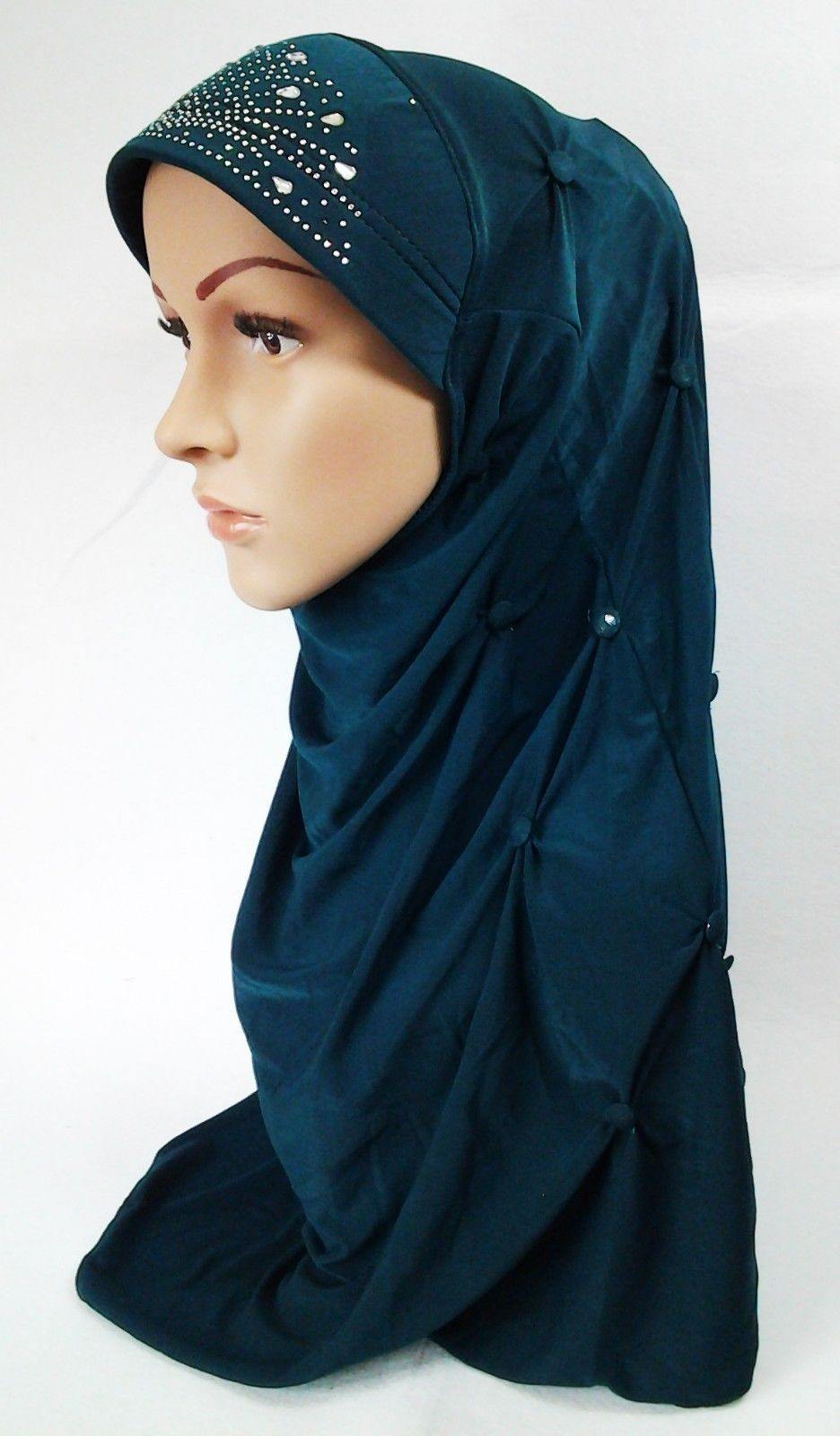 Crystal Hemp Over Chest Hijab Muslim Scarf Islamic Amira Hijab 12-Color - Arabian Shopping Zone