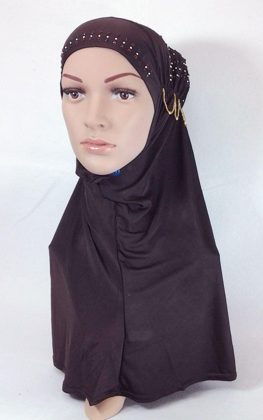 Viscose Ice Silk RhineStone Hijab Muslim Scraf Islamic Amira ASZ089B - Arabian Shopping Zone