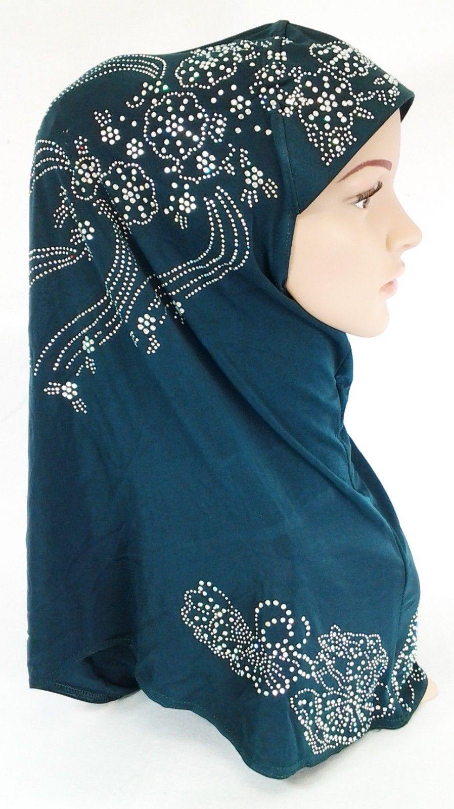 One-Piece Rhinestone Muslim Hijab Fashion Islamic Scarf Viscose CrystalHemp - Arabian Shopping Zone