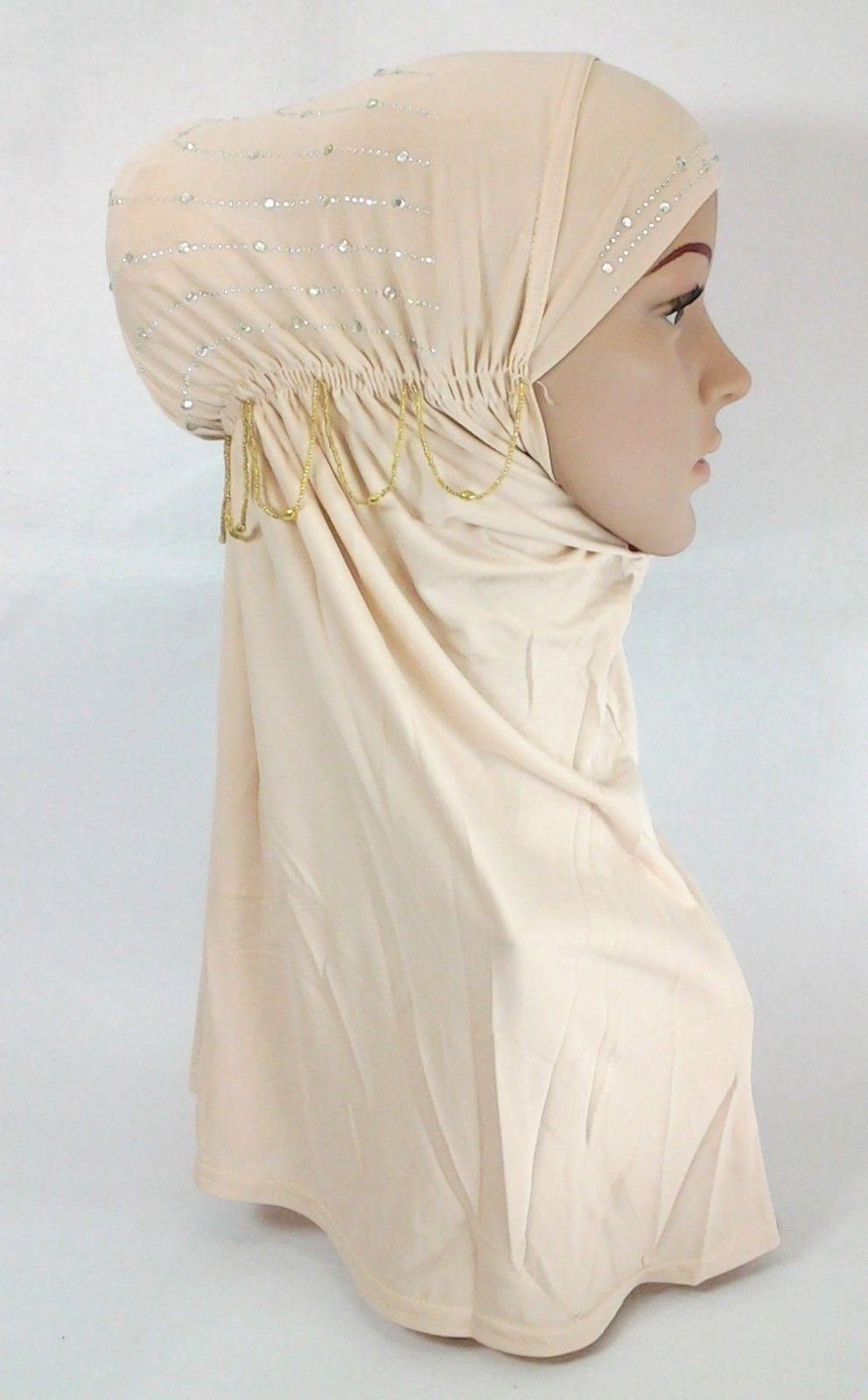 Polyester Ice Silk RhineStone Hijab Muslim Scraf Islamic Amira ASZ089A - Arabian Shopping Zone