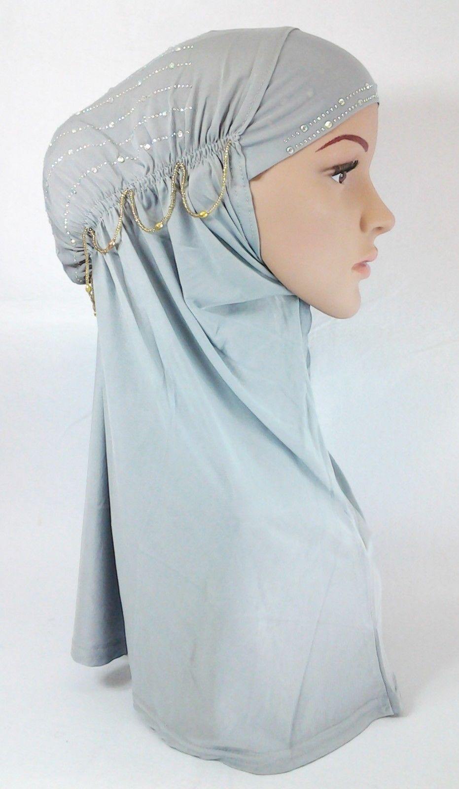 Polyester Ice Silk RhineStone Hijab Muslim Scraf Islamic Amira ASZ089A - Arabian Shopping Zone