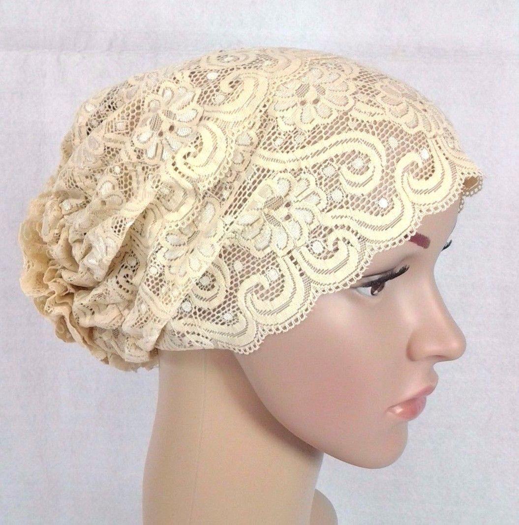 NEW Full Lace Muslim Inner Hijab Caps Flower-Back Islamic Underscarf Hats - Arabian Shopping Zone