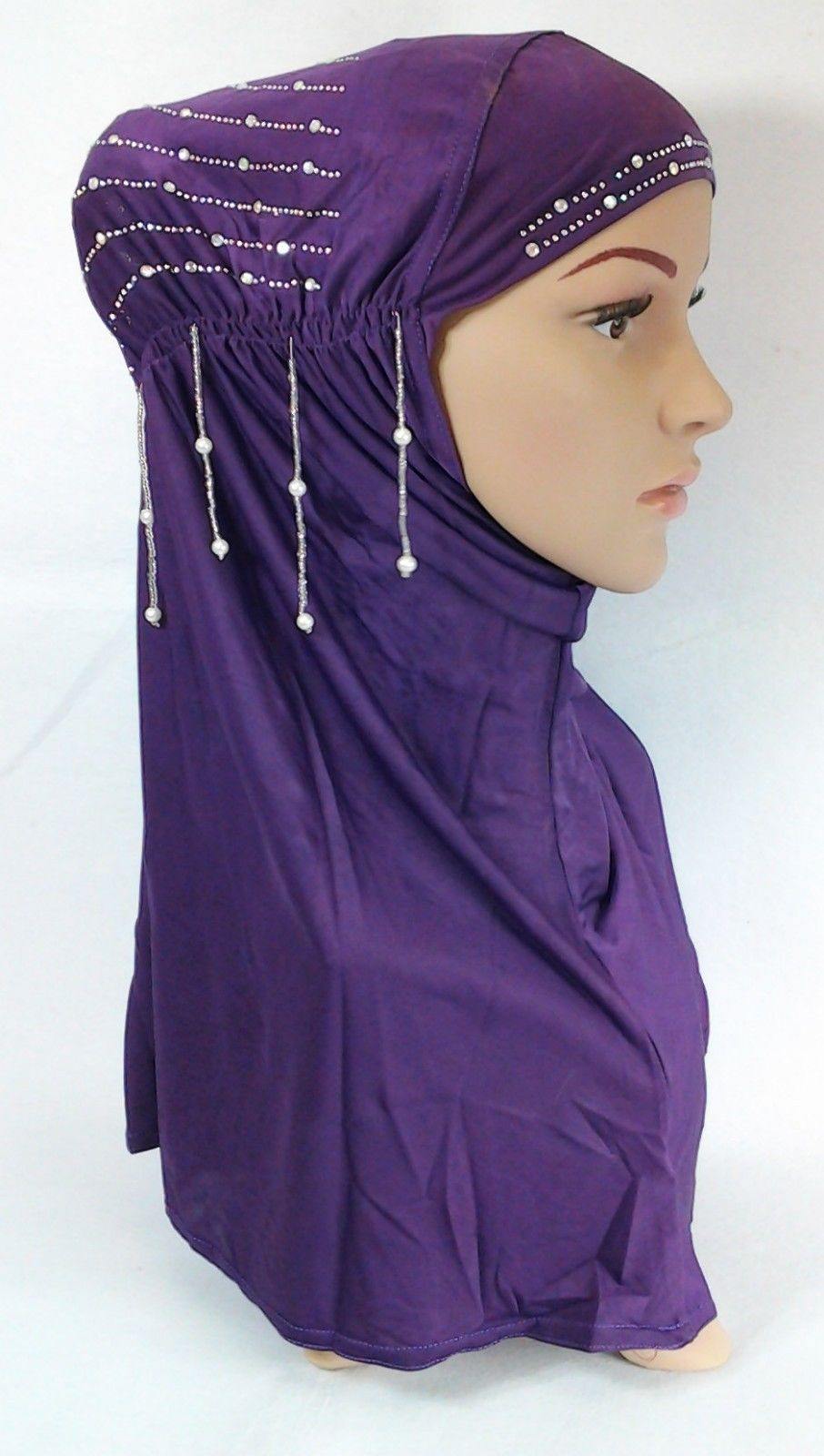 Ice Silk Rhine Stone Hijab Islamic Caps Headwear Arab Scarf ASZ088 - Arabian Shopping Zone