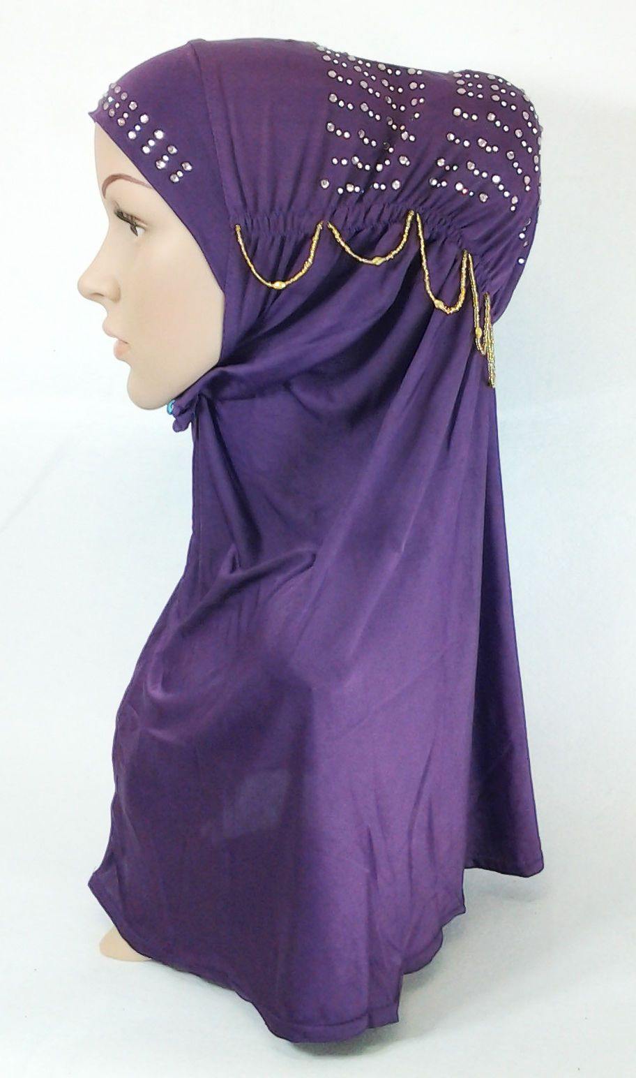 Viscose Ice Silk RhineStone Hijab Muslim Scraf Islamic Amira ASZ089B - Arabian Shopping Zone