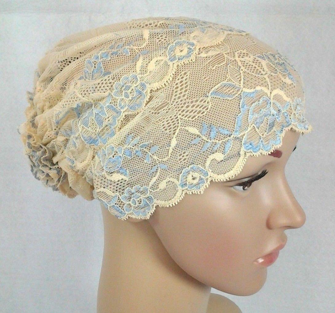 Full Lace Muslim Inner Hijab Caps Flower-Back Islamic Underscarf Hats - Arabian Shopping Zone