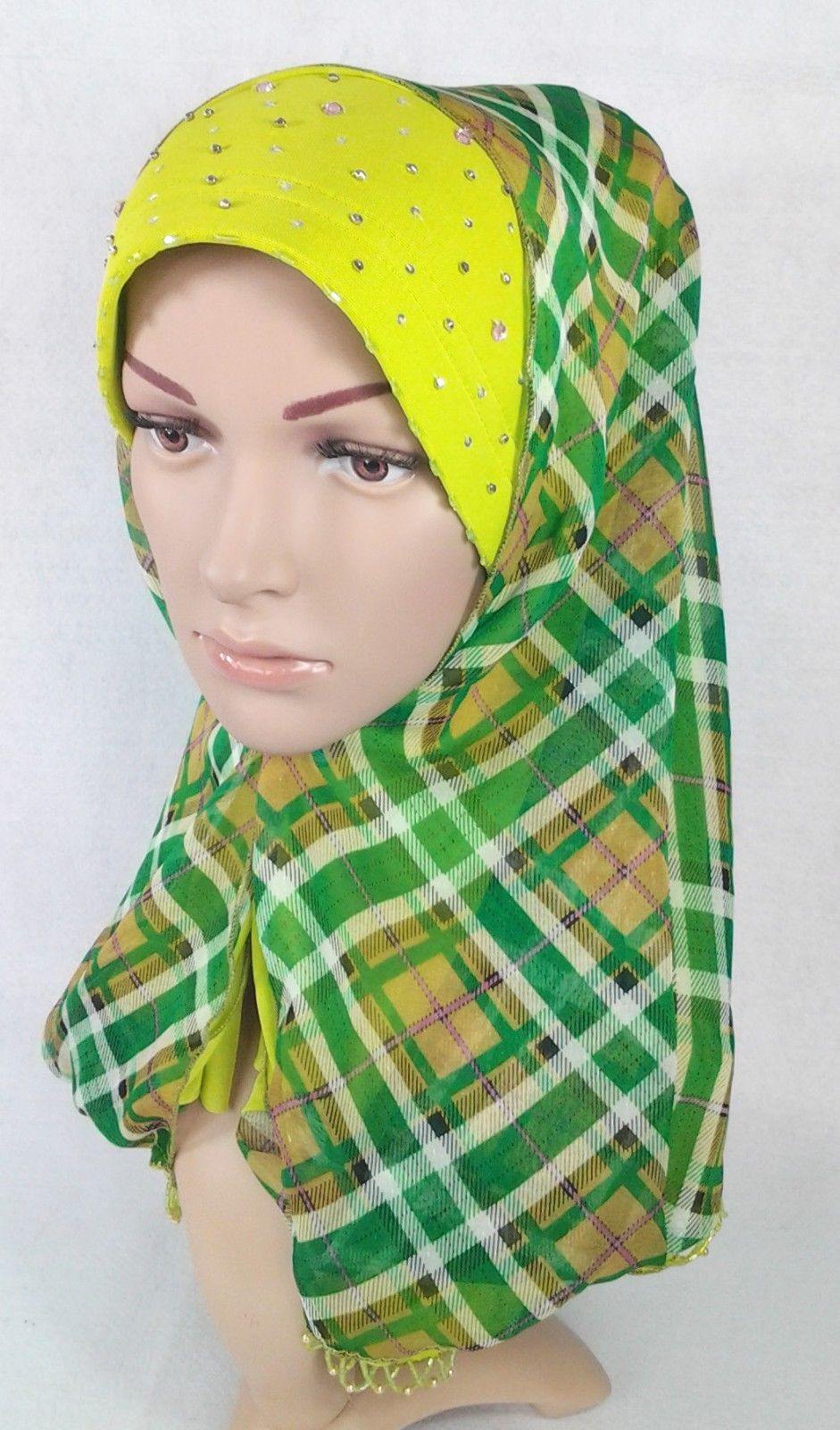 New Lace NET Yarn RhineStone Elegant Loop Hijab Islamic Headwear Scarf Shawls - Arabian Shopping Zone