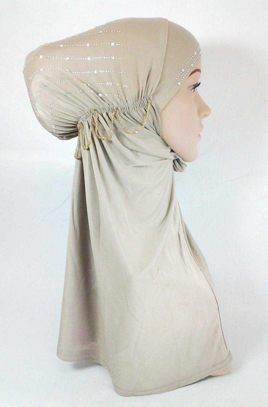 Polyester Ice Silk RhineStone Hijab Muslim Scraf Islamic Amira ASZ089A - Arabian Shopping Zone