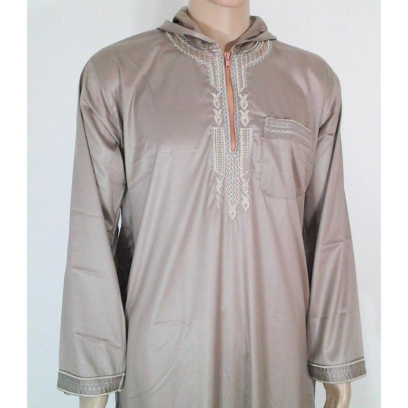 Men Moroccan HOODED Arab Embroidered Thobe - Arabian Shopping Zone