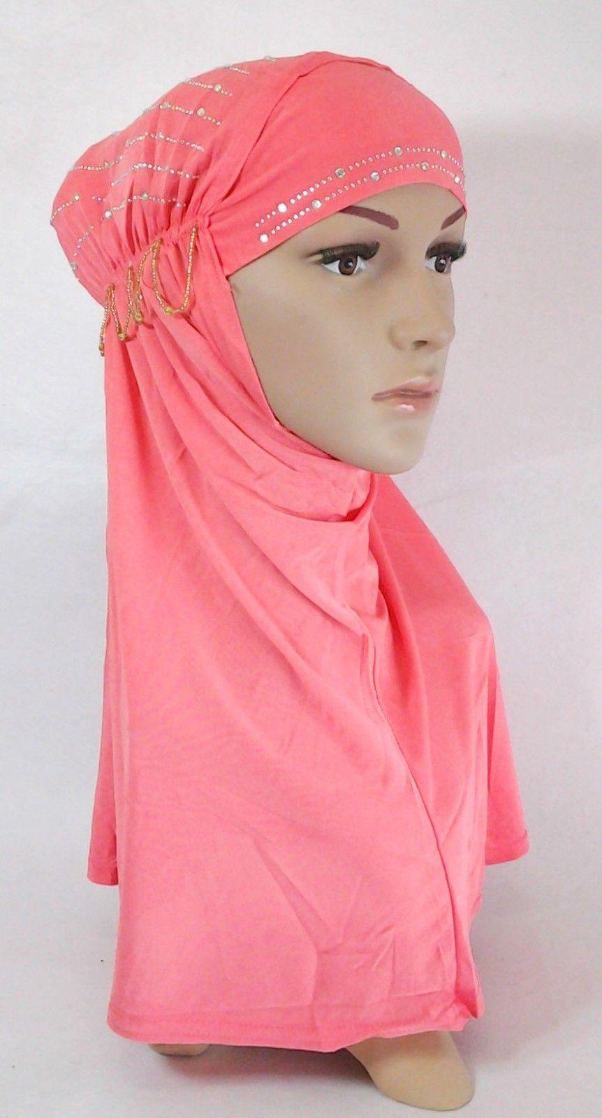 Polyester Ice Silk RhineStone Hijab Muslim Scraf Islamic Amira ASZ089A - Arabian Shopping Zone