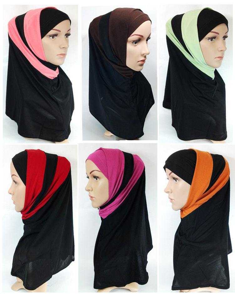 New Crystal Linen Amira Muslim Hijab 2-color-Pattern Scarf Islamic Headwear - Arabian Shopping Zone