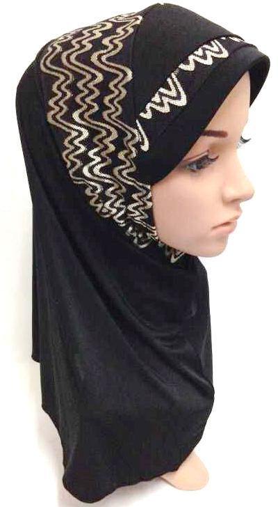 Viscose Ice Silk Lace Black Muslim Hijab Islamic Scarf Shawls - Arabian Shopping Zone