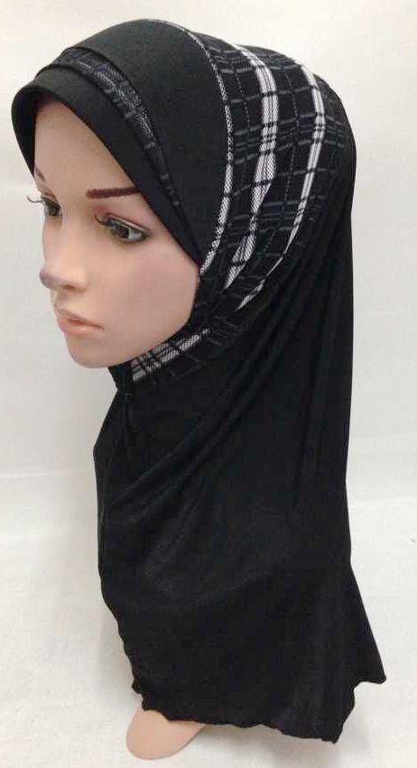 Viscose Ice Silk Lace Black Muslim Hijab Islamic Scarf Shawls - Arabian Shopping Zone