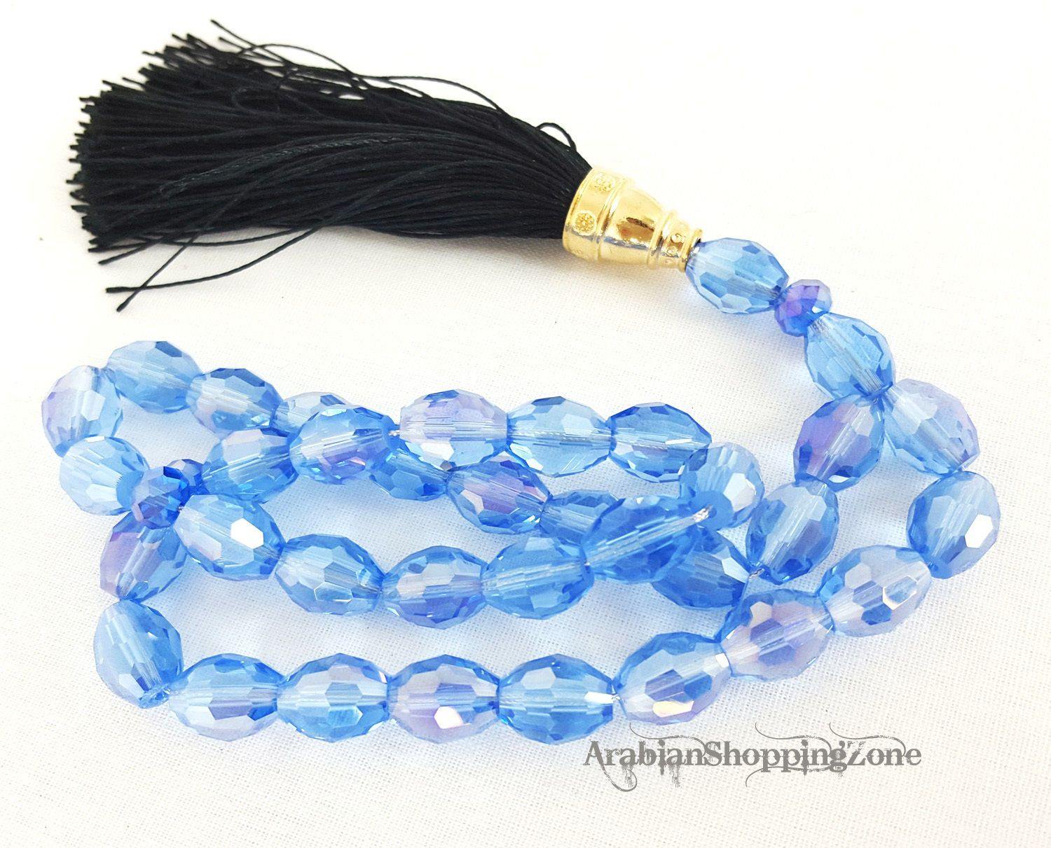 Islamic Salah 12mm Sapphire Crystal Prayer Beads 33 Mesbaha - Arabian Shopping Zone