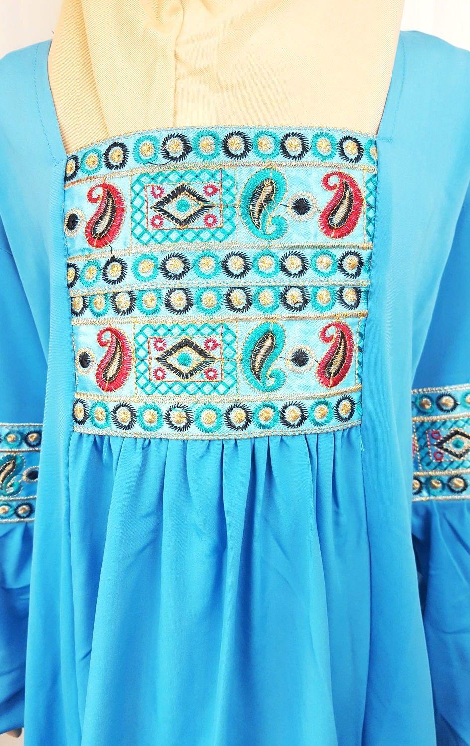 High Quality Children Girls Dress Kids Long Sleeve Holiday Abaya 6-12T - Arabian Shopping Zone