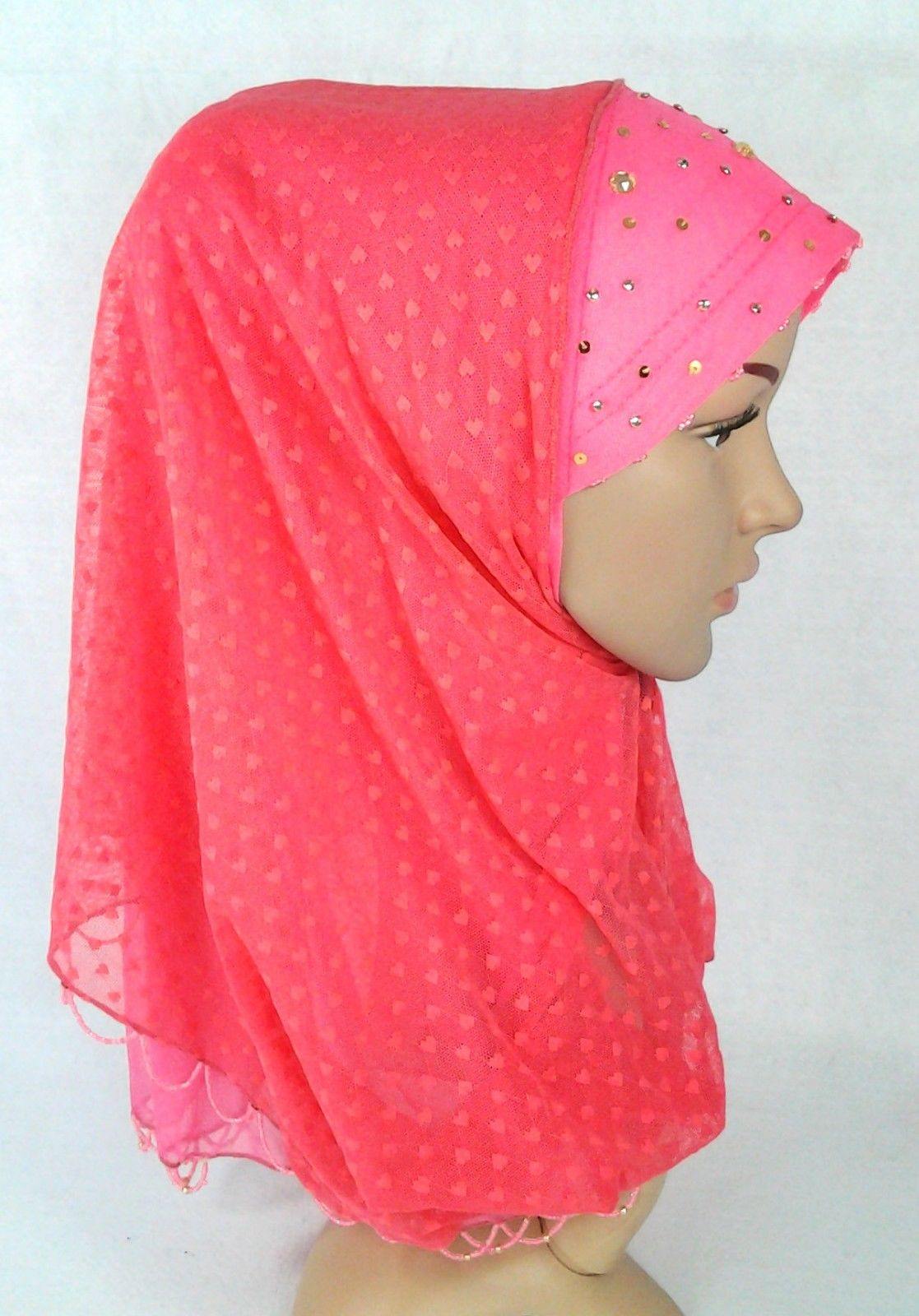 New Lace NET Yarn RhineStone Elegant Loop Hijab Islamic Headwear Scarf Shawls - Arabian Shopping Zone