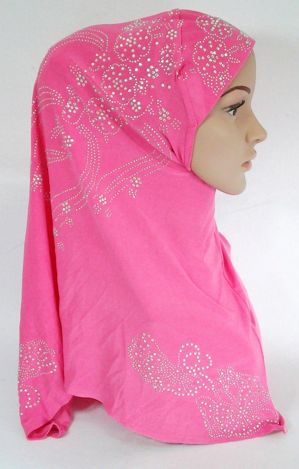 One-Piece Rhinestone Muslim Hijab Fashion Islamic Scarf Viscose CrystalHemp - Arabian Shopping Zone