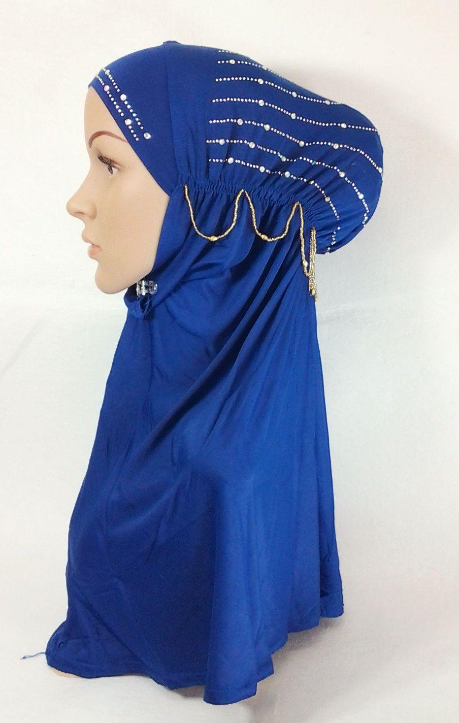 Polyester Ice Silk RhineStone Hijab Muslim Scraf Islamic Amira ASZ089A - Arabian Shopping Zone