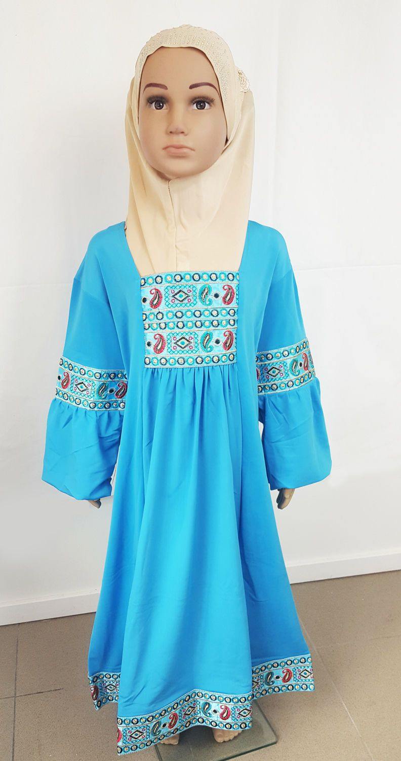 High Quality Children Girls Dress Kids Long Sleeve Holiday Abaya 6-12T - Arabian Shopping Zone