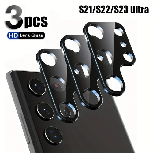 3pcs 3D Camera Protector For Samsung Galaxy S23 S22 Ultra S21 Plus FE S23+ S22+ S21+ Phone Back Lens HD Anti-scratch Full Cover Tempered Glass