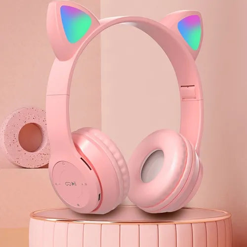 TDX Cat Ear Headphones Wireless 5.0 With Cute Cat Ears, Earphone With Volume & Playback Controls