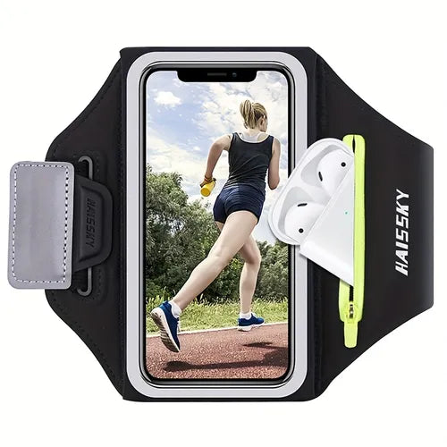 HAISSKY Upgrade 6.9" Running Sports Phone Armbands For IPhone 14 13 12 11 Pro Max 14 Plus XR Universal Zipper Earphone Car Key Bag Elastic Arm Band Case