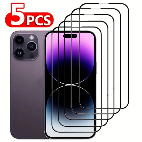 5pcs Full Cover Screen Protector Tempered Glass For Apple IPhone 13 14 Pro Max / 14 / 14 Pro / 14 Plus / 11 12 ProMax XR X XS MAX 14Pro 13Pro 12Pro 11Pro 14ProMax 13ProMax Safety Protective Glass Film Full Glue