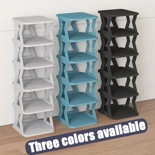 1pc Simple Shoe Rack, Multi-layer Shoe Rack, High And Narrow Shoe Tower Rack, Suitable For Small Space, Folding Shoe Storage Rack, Vertical Shoe Rack, Stable Structure