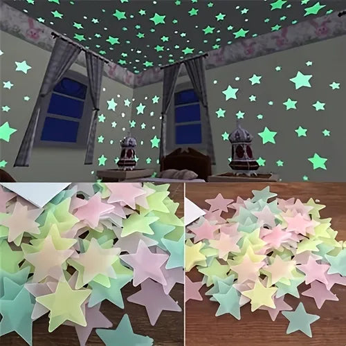 100pcs, Luminous Star Stickers, Wall Stickers For Bedroom, Living Room, Bedroom Ceiling Decor