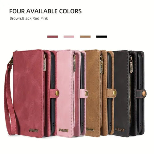 Wallet Phone Case Detachable Case Card Slots Holder Zipper Purse Magnetic Cover Cash Pocket Phone Case With Hand Strap For 11 Pro Max/ 12 Pro Max/ 13 Pro Max