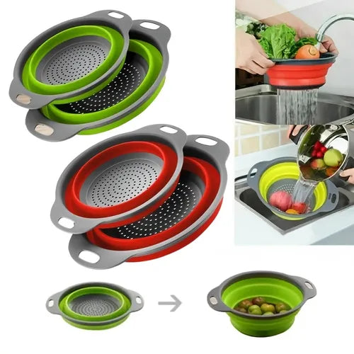 1pc Round Retractable Collapsible Drain Basket, Vegetable Basket, Fruit Basket