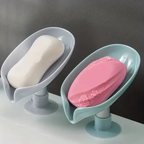 1/2pcs Leaf Shape Soap Box Drain Soap Holder Bathroom Accessories Suction Cup Soap Dish Tray Soap Dish For Bathroom Soap Container