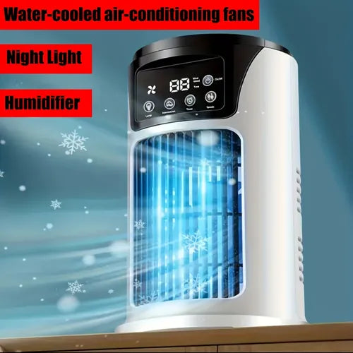 1pc Portable Air Conditioner Humidifier Atmosphere Light Fan USB Cooler Air Conditioner, 3 In 1 Function, Small And Lightweight, Office Household Essential Cooler USB Portable Air Conditioner USB Fan