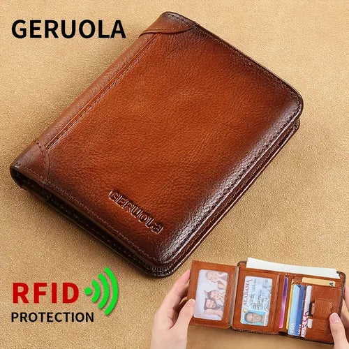 Men's Trendy Tri-Fold Genuine Leather Thin Card Holder