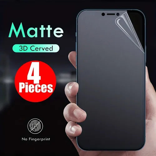 4 Pieces Matte Hydrogel Film For IPhone 7 8 Se2020 X Xs Xr Max 11 12 13 14 Plus Pro Max Full Cover Screen Protector