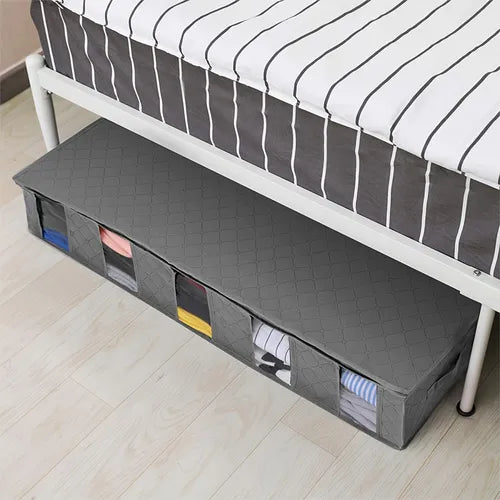 1pc Under The Bed Visible Five Compartments For Clothes Sorting And Storage Bag, Portable Reinforced Folding Moisture-proof Storage Box Dust Bag