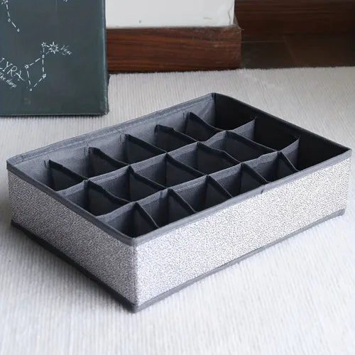 1pc Non-woven Underwear Storage Box, 18 Grid Fabric Foldable Socks Storage Box, Closet Organizer, Home Storage & Organization