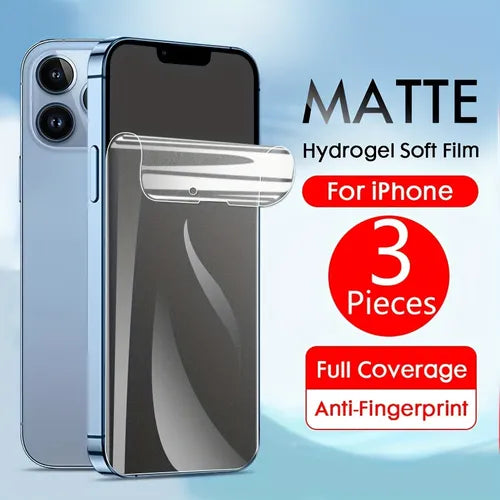 3 Pieces Soft Matte Anti-Fingerprint For IPhone 14 13 12 11 Pro XS Max 12 Mini X XR SE 2020 8 7 Plus No Fingerprint Screen Protector Soft Hydrogel Film