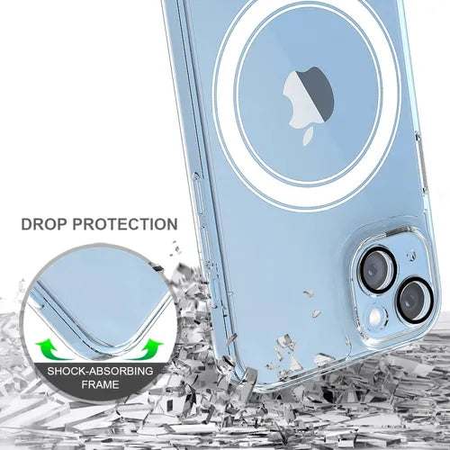 6.1' Inch Clear Slim Shockproof Magnetic Phone Case Cover For Apple IPhone 14 [3 Pcs Glass Screen Protector+Camera Lens Protector]