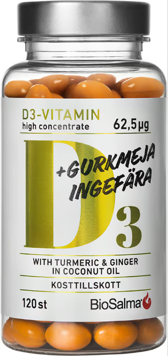 BioSalma D3 62.5ug + Turmeric & Ginger 120 capsules