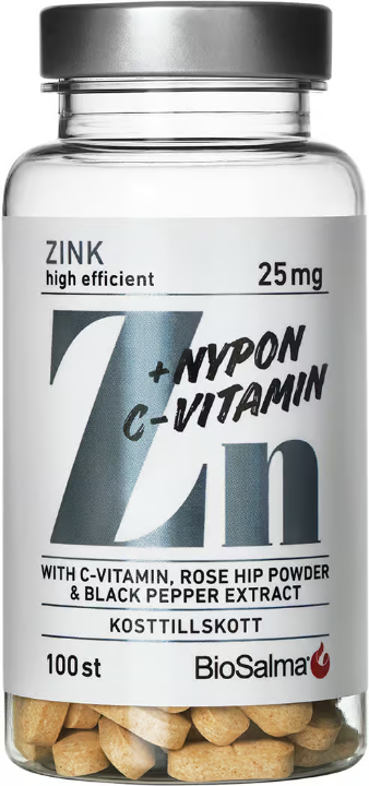 BioSalma Zinc 25mg + Vitamin C & Rosehip 100 tablets