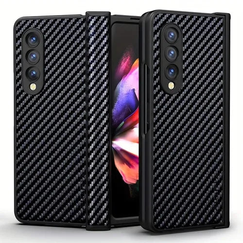 Carbon Fiber Shockproof Slim Phone Case For Samsung Galaxy Z Fold 3 Fold 4 5G Non-Slip Full Body Protective Phone Case